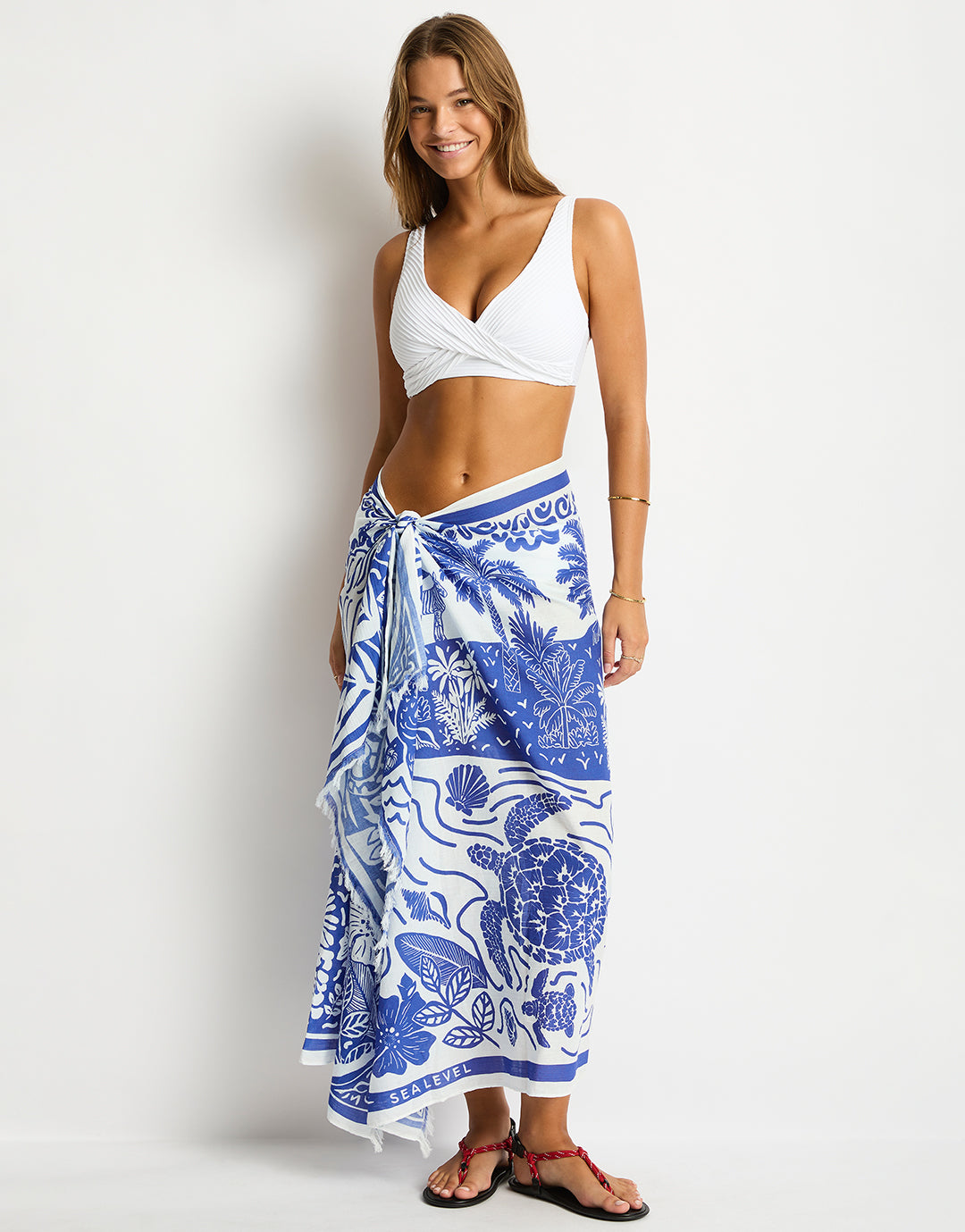 Jungle Lino Long Sarong - Blue - Simply Beach UK