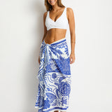 Jungle Lino Long Sarong - Blue - Simply Beach UK