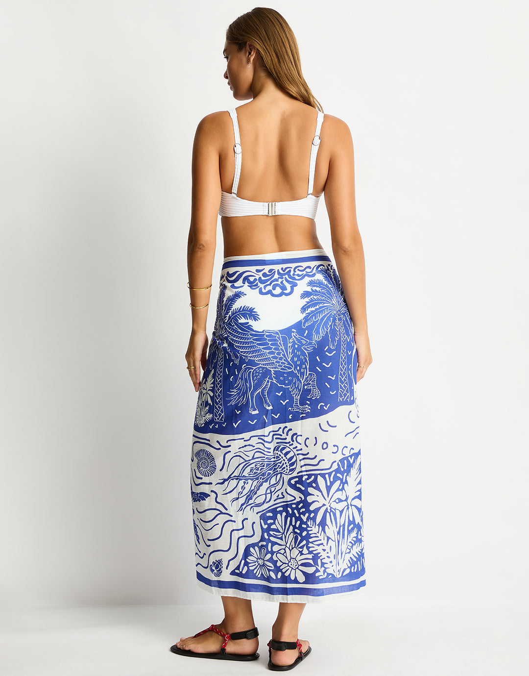 Jungle Lino Long Sarong - Blue - Simply Beach UK