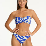 Seascape Twist Bandeau Bikini Top - Blue - Simply Beach UK