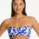 Seascape Twist Bandeau Bikini Top - Blue - Simply Beach UK