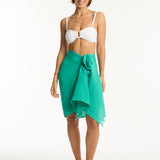 Sunset Frayed Sarong - Sea Green - Simply Beach UK