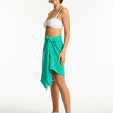 Sunset Frayed Sarong - Sea Green - Simply Beach UK