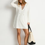 Sea Level Horizon Lace Up Dress - White - Simply Beach UK