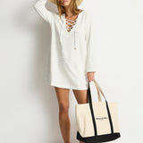 Sea Level Horizon Lace Up Dress - White - Simply Beach UK