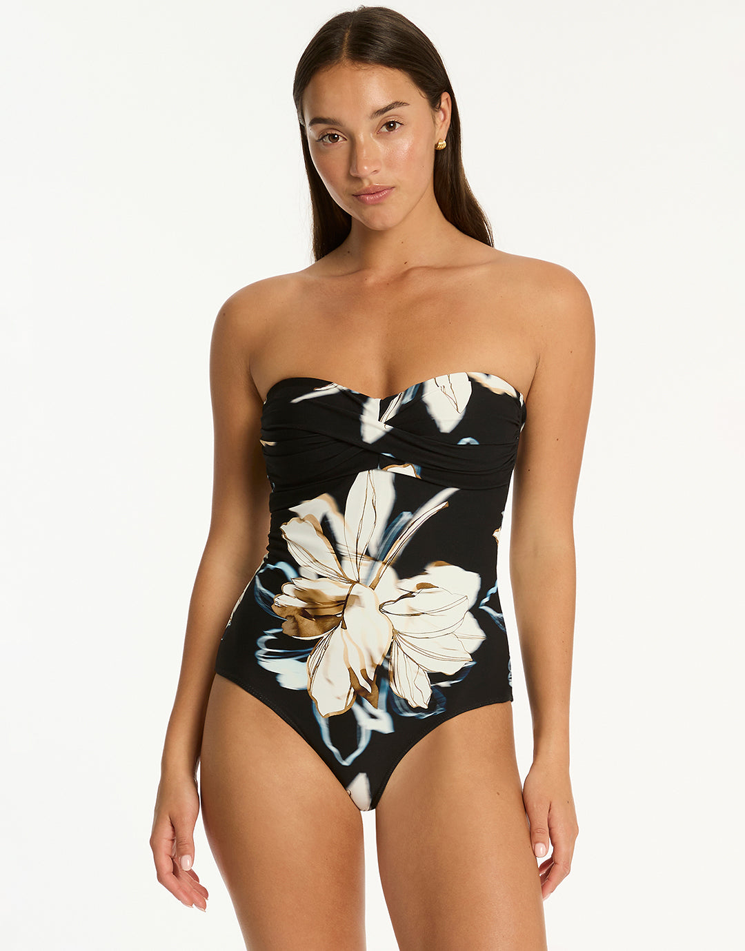 La Luna Twist Bandeau Swimsuit - Black - Simply Beach UK