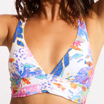 Under the Sea Longline Tri Bikini Top - White - Simply Beach UK