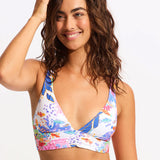 Under the Sea Longline Tri Bikini Top - White - Simply Beach UK