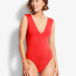 Collective V Neck Swimsuit - Chilli Red - Simply Beach UK