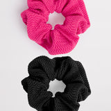 Sea Dive Scrunchy 2 Pack - Fuchsia Rose and Black - Simply Beach UK