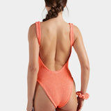 Square Neck Swimsuit - Metallic Coral