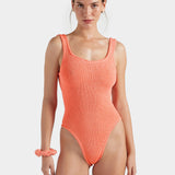 Square Neck Swimsuit - Metallic Coral