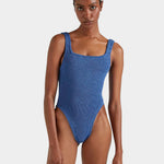Hunza G Square Neck Swimsuit - Metallic Denim - Simply Beach UK