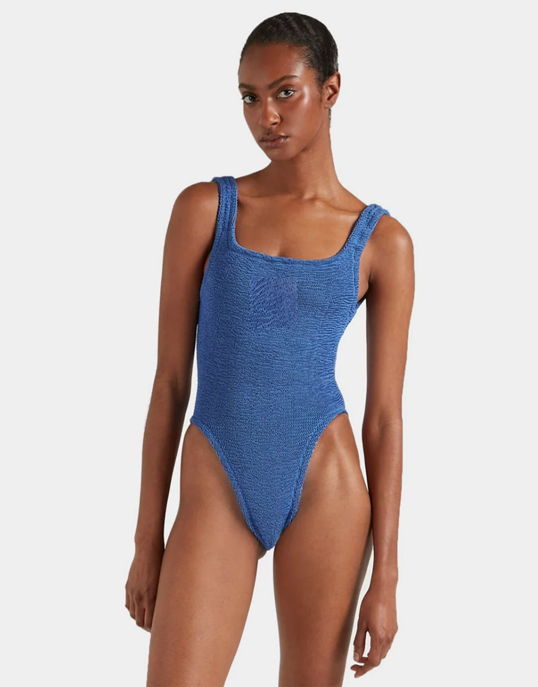 Hunza G Square Neck Swimsuit - Metallic Denim - Simply Beach UK