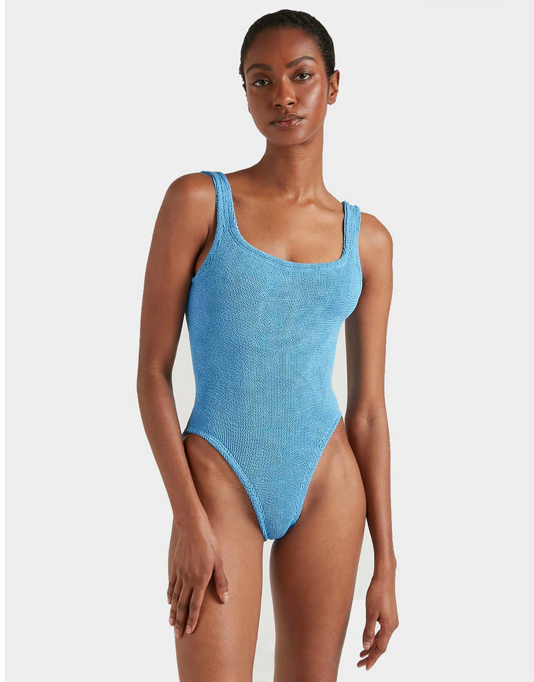 Hunza G Square Neck Swimsuit - Sky Blue - Simply Beach UK