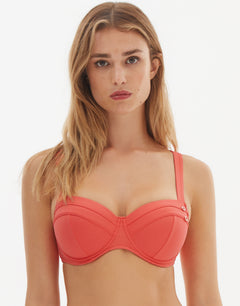 Nuria Ferrer Stella Balcony Bikini Top - Coral - Simply Beach UK
