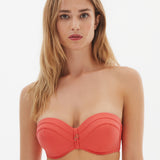 Nuria Ferrer Stella Bandeau Bikini Top - Coral - Simply Beach UK