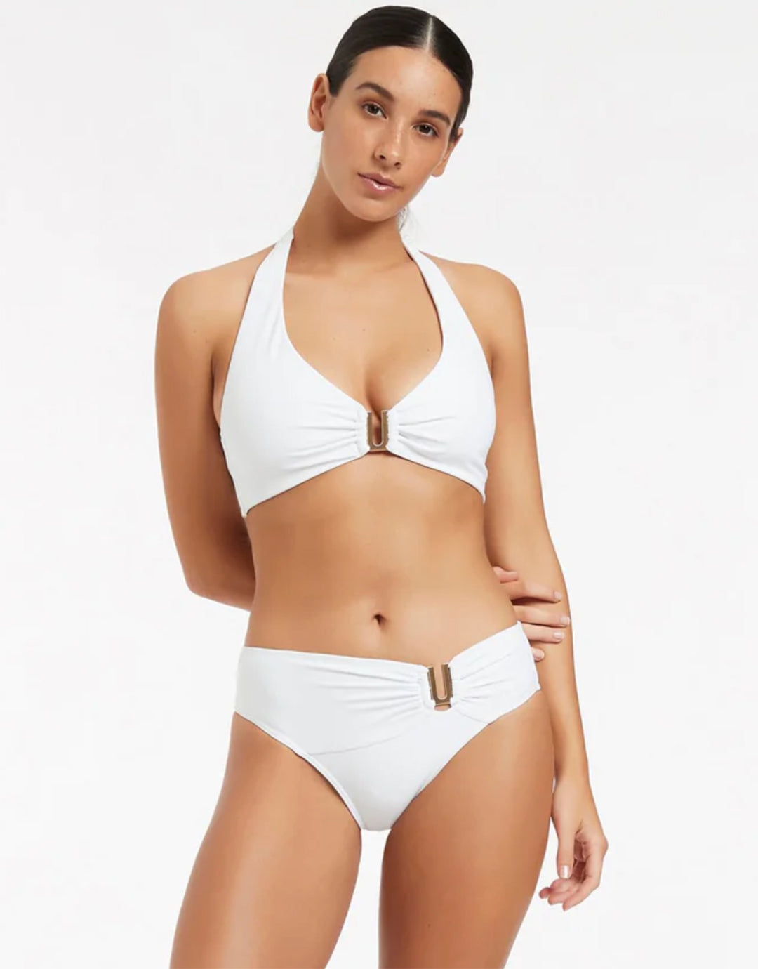 Jetset D DD U Trim Halter Bikini Top White - Main Image