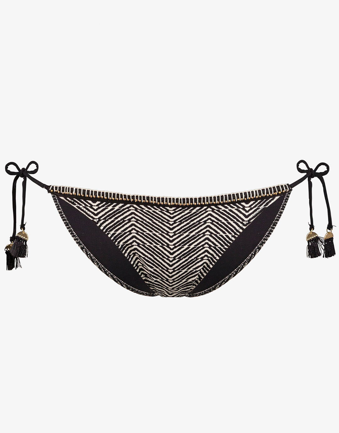 Afro Gem Tie Bikini Bottom - Black/Canvas - Simply Beach UK