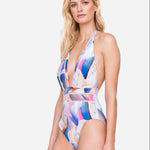 Dusk to Dawn Deep Plunge Halter Swimsuit - Multi - Simply Beach UK