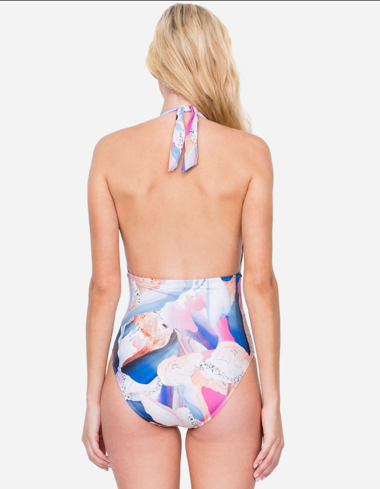 Gottex Dusk to Dawn Deep Plunge Halter Swimsuit Multi