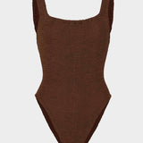 Square Neck Swimsuit - Metallic Chocolate