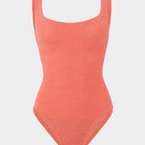 Square Neck Swimsuit - Metallic Coral