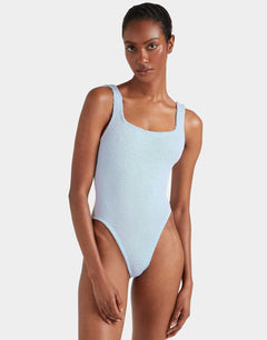 Hunza G Square Neck Swimsuit - Metallic Ice Blue - Simply Beach UK