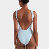 Hunza G Square Neck Swimsuit - Metallic Ice Blue - Simply Beach UK