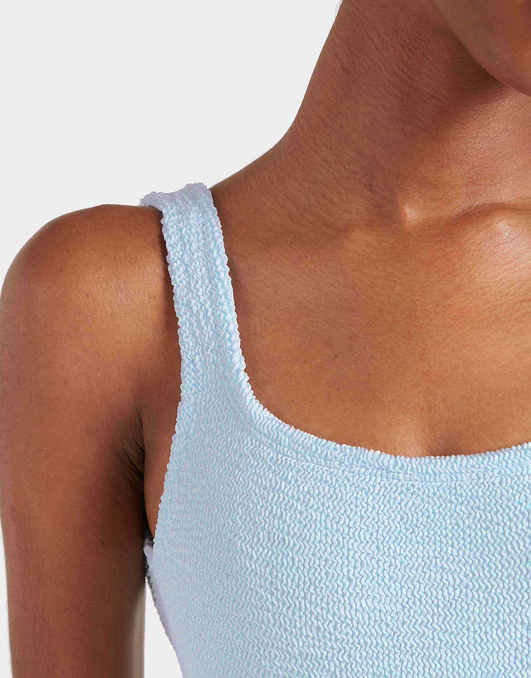 Hunza G Square Neck Swimsuit - Metallic Ice Blue - Simply Beach UK
