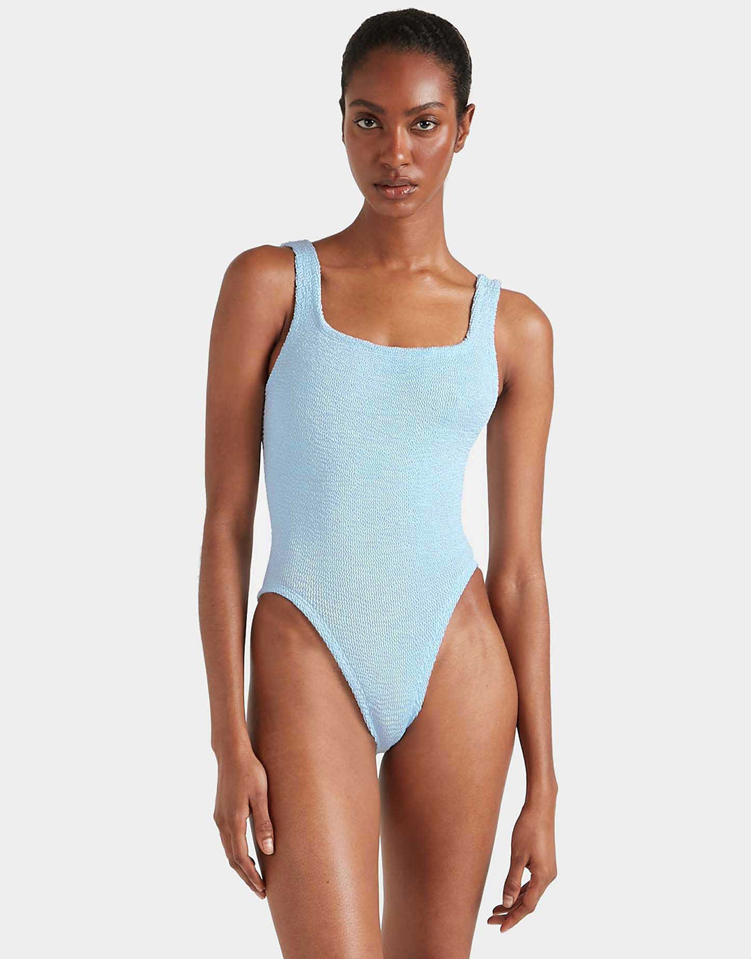 Hunza G Square Neck Swimsuit - Metallic Ice Blue - Simply Beach UK