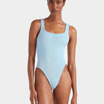 Hunza G Square Neck Swimsuit - Metallic Ice Blue - Simply Beach UK