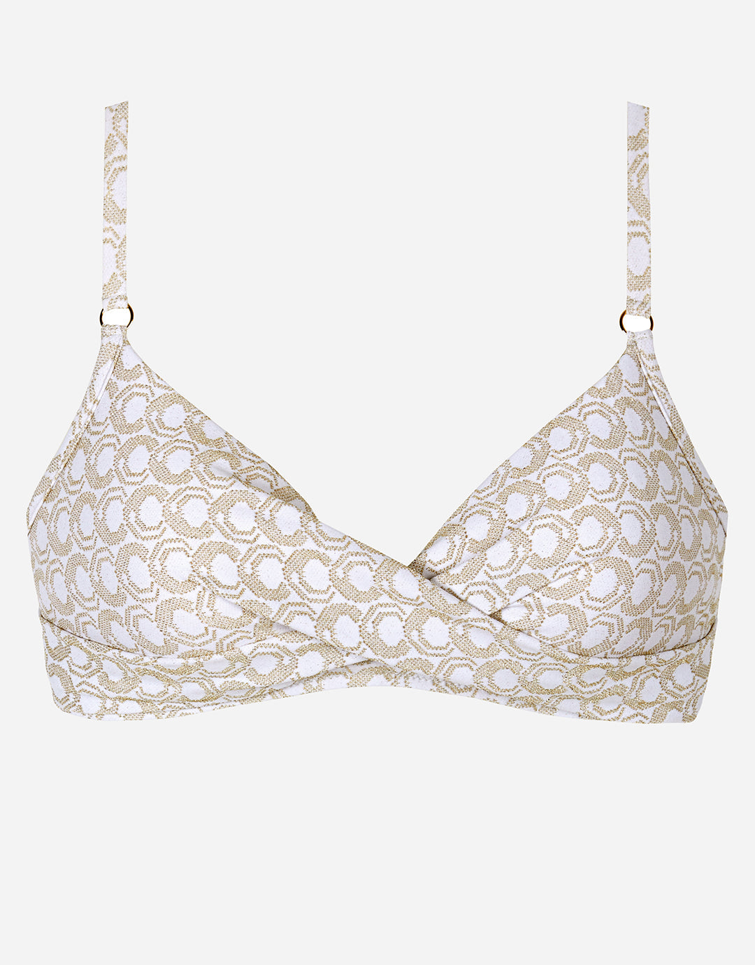 Indira Twist Front Bikini Top - White and Gold - Simply Beach UK