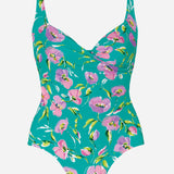 Blume Wrap Front Swimsuit - Mint Floral - Simply Beach UK