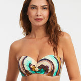 Telma Bandeau Bikini Top - Turquoise and Brown - Simply Beach UK