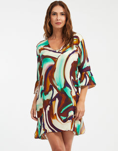 Telma Dress - Turquoise and Brown - Simply Beach UK