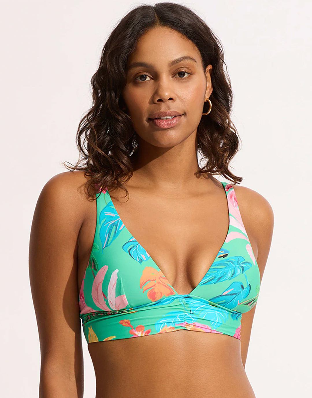 Tropica Longline Tri Bikini Top - Jade - Simply Beach UK