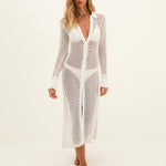 Knit Long Shirt Cover Up - Off White - Simply Beach UK