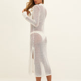 Knit Long Shirt Cover Up - Off White - Simply Beach UK