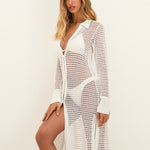 Knit Long Shirt Cover Up - Off White - Simply Beach UK