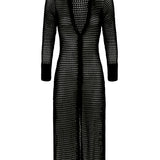 Knit Long Shirt Cover Up - Black - Simply Beach UK
