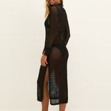Knit Long Shirt Cover Up - Black - Simply Beach UK