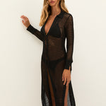 Knit Long Shirt Cover Up - Black - Simply Beach UK