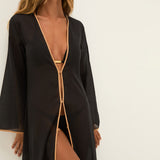 Peony Long Cover Up - Black - Simply Beach UK