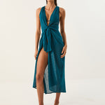 ViX Paula Hermanny Windward Mita Long Cover Up - Teal - Simply Beach UK