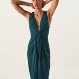 ViX Paula Hermanny Windward Mita Long Cover Up - Teal - Simply Beach UK