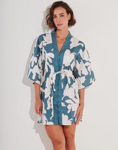 Floral Abstract Mini Kimono - Puffy Sky - Simply Beach UK
