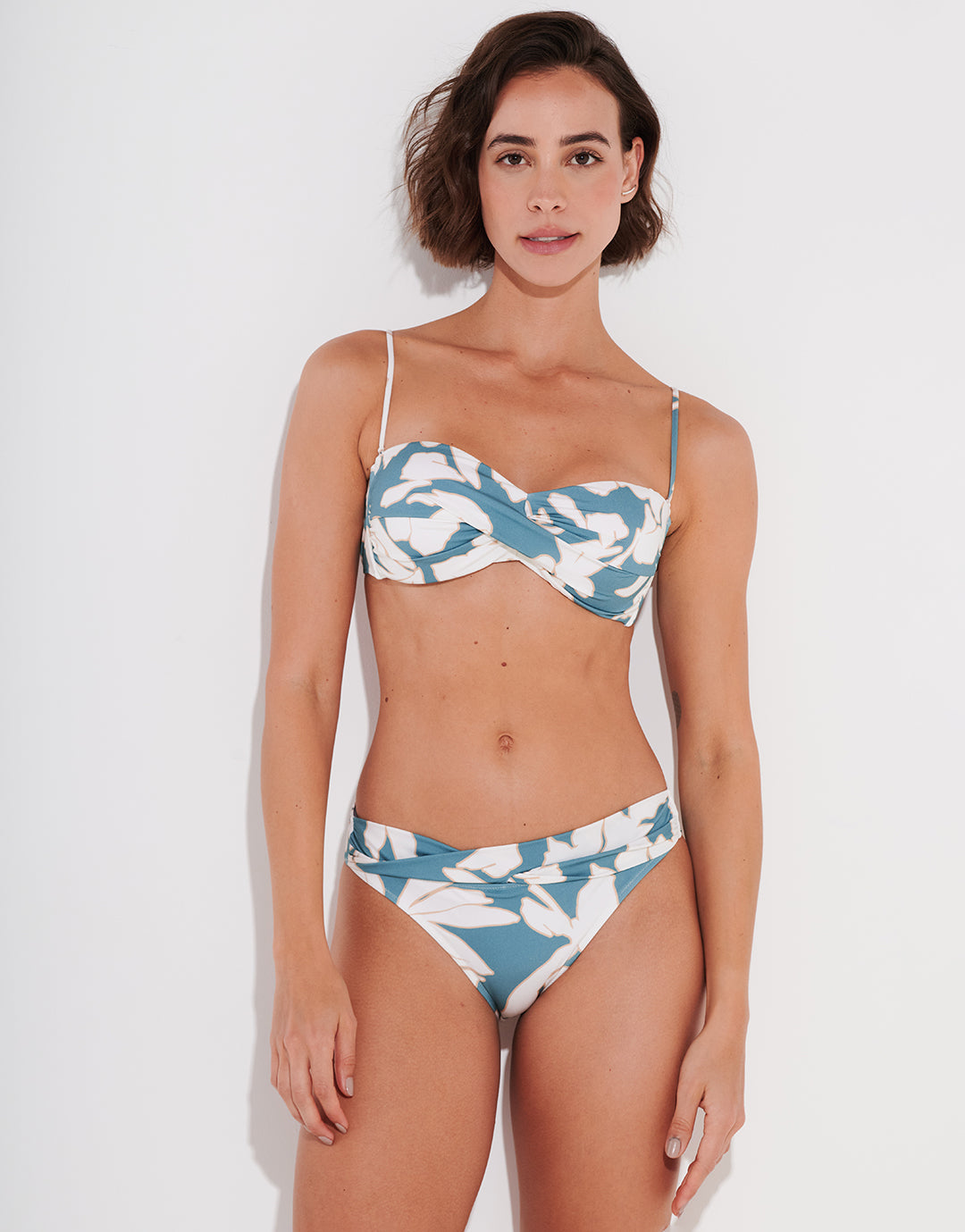 Floral Abstract Twist Bandeau Bikini Top - Puffy Sky - Simply Beach UK