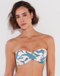 Floral Abstract Twist Bandeau Bikini Top - Puffy Sky - Simply Beach UK