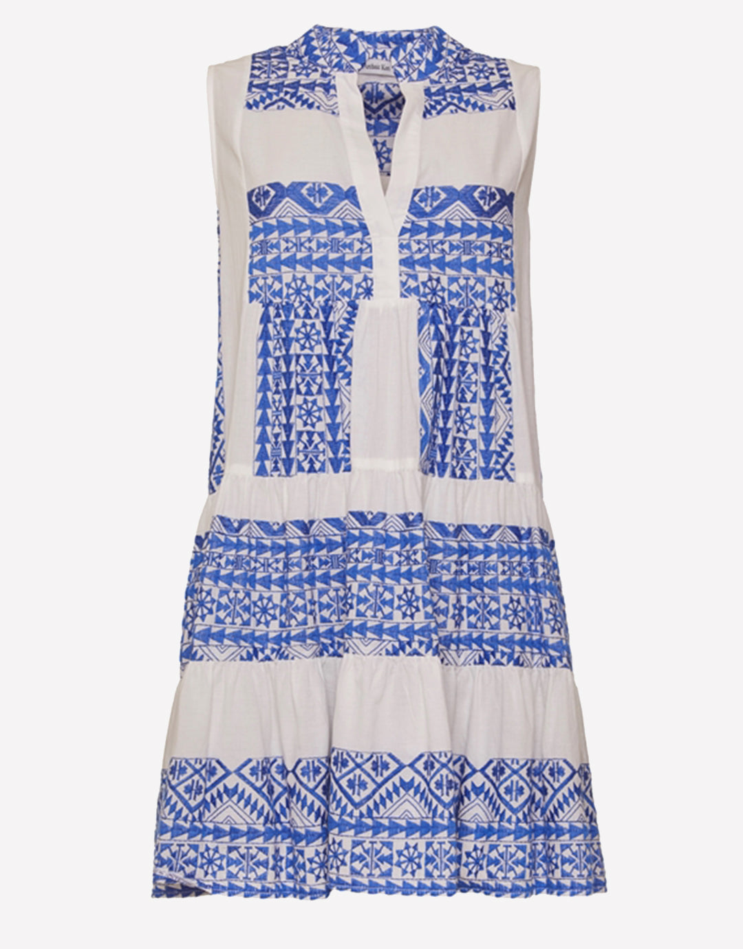 Classic Triangle Sleeveless Mini Dress - White and Blue - Simply Beach UK